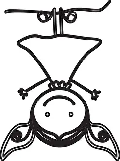 Pigtails Prints: sketch silhouette cartoon girl with hair pigtails hanging upside down