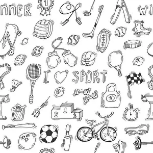 Skate Prints: Sketch style sport seamless pattern. Vector illustration