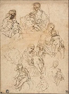 Holy Family Prints: Sketches of the Virgin and Child