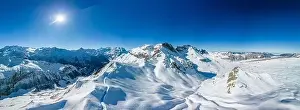 Ski slopes and mountains, Melchsee-Frutt mountain resort village, Switzerland in winter