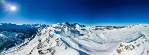 Ski slopes and mountains, Melchsee-Frutt mountain resort village, Switzerland in winter
