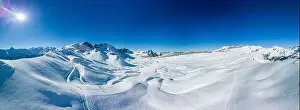 Snowbound Prints: Ski slopes and mountains, Melchsee-Frutt mountain resort village, Switzerland in winter