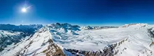 Snowbound Prints: Ski slopes and mountains, Melchsee-Frutt mountain resort village, Switzerland in winter