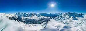 Snowbound Prints: Ski slopes and mountains, Melchsee-Frutt mountain resort village, Switzerland in winter