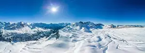 Ski slopes and mountains, Melchsee-Frutt mountain resort village, Switzerland in winter