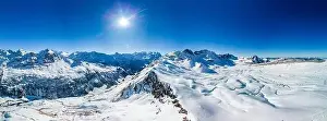 Ski slopes and mountains, Melchsee-Frutt mountain resort village, Switzerland in winter