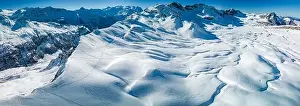 Snowbound Prints: Ski slopes and mountains, Melchsee-Frutt mountain resort village, Switzerland in winter