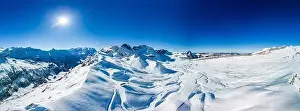 Ski slopes and mountains, Melchsee-Frutt mountain resort village, Switzerland in winter