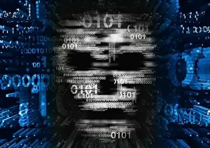 Skull, Hacker, Computer virus concept