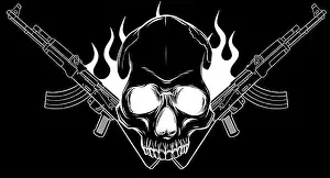 Skull with machine guns AK-47