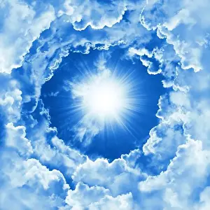 Beams Prints: Sky with beautiful cloud and sunshine