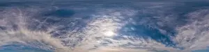 Sky panorama with Cirrus clouds in Seamless spherical equirectangular format