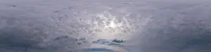 Spherical Dome Prints: Sky panorama on overcast rainy day with Nimbostratus clouds in seamless spherical equirectangular format