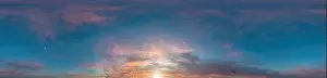 Sky panorama on sunrise with Stratocumulus clouds in Seamless spherical equirectangular format as full zenith for use