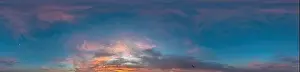 Sky panorama on sunrise with Stratocumulus clouds in Seamless spherical equirectangular format as full zenith for use