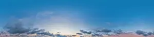 Spherical Dome Prints: Sky panorama on sunrise with Stratocumulus clouds in Seamless spherical equirectangular format as full zenith for use