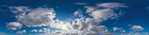 Sky panorama on sunset with Cumulus clouds in Seamless spherical equirectangular format as full zenith for use in 3D