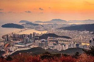 Images Dated 11th February 2013: Skyline of Busan, South Korea from above at dusk