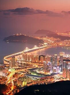 Images Dated 11th February 2013: Skyline of Busan, South Korea at night