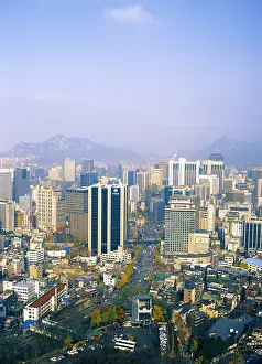 South Korea Prints: Skyline of capital city Seoul, South Korea