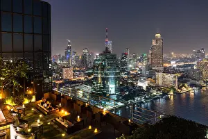 Highrise Prints: Skyline with CAT Telecom Tower and Lebua State Tower at night
