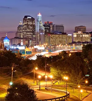Skyline of downtown Hartford, Connecticut from above Charter Oak Landing