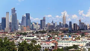 Urban Sprawl Prints: Skyline of Midtown Manhattan, New York City from Riverview-Fisk Park in Jersey City
