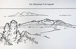 First Nations Prints: Sleeping Ute Mountain, Ute Indian legend of a great warrior