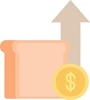 Rising Prints: slice bread bakery money coin up arrow