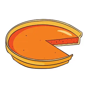 Thanksgiving Prints: Sliced Pumpkin Pie Cartoon Illustration