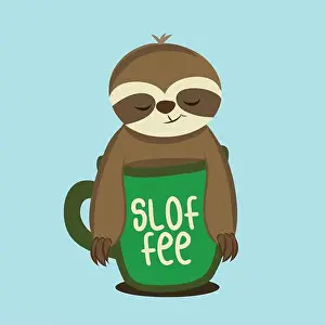 Laziness Prints: Sloffee - Cute Sloth relax in cup of coffee