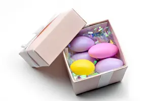 On White Background Prints: small box with easter eggs inside