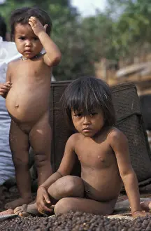 Difficulty Prints: Small children in the countryside of Laos