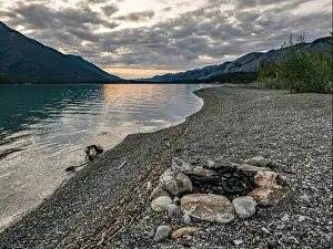 Water Resources Prints: Small firepit along the shores of Muncho Lake