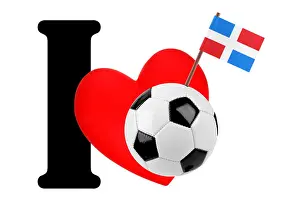 Pick Prints: Small flag on a red heart and the word I to express love for the national flag of Dominican Republic