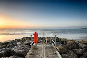 Sandbanks Prints: A small jetty on the beach at Sandbanks in Poole