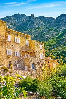 Small mountain village Lama, Balagne, West Coast, Corsica Island, Franc