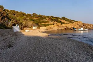 Getting Away From It All Prints: small pleasure boat on the shore of Lesbos or Lesvos a Greek island located in the northeastern Aegean Sea