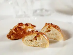 Plain Colored Background Prints: Small russian pies with minced salmon fish Russian Piroshki
