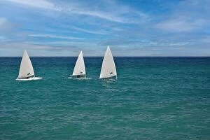 Images Dated 14th July 2017: Small sailboats sailing in the calm waters of the Adriatic Sea, south Italy