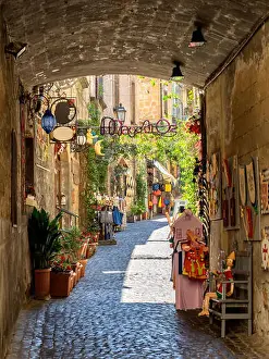 Umbria Prints: Small streets in Orvieto in Umbria, Italy