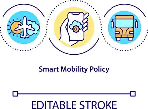 Lined Prints: Smart mobility policy concept icon