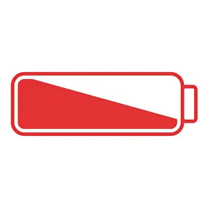 Computers Prints: Smartphone or cell phone low battery icon. Low energy symbol. Flat vector illustration