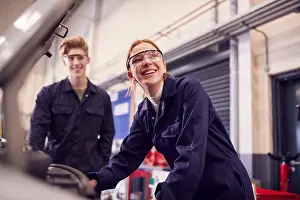 Adults Only Prints: smiling, apprentice, auto repair shop