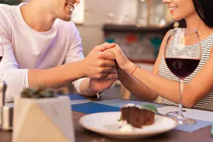 Worry Prints: Smiling man telling his beautiful woman about his love