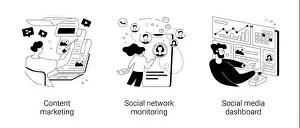 SMM strategy abstract concept vector illustrations