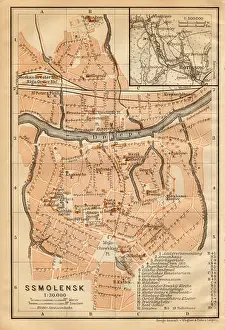 Peking Prints: Smolensk town/city plan. Russia. Ssmolensk. BAEDEKER 1912 old antique map