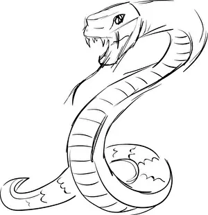 Snake drawing, illustration, vector on white background