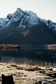 Nordland Prints: Snow-Capped Mountains Reflecting in Calm Lake
