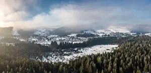 Snow-covered landscape at Christmas time in Hinterzarten in the Upper Black Forest, Germany